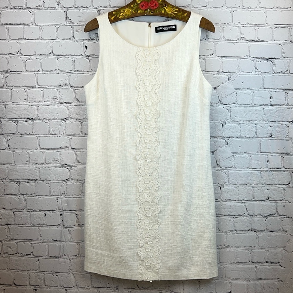 KARL LAGERFELD Paris Tweed Dress in Ivory Chanel Vibes